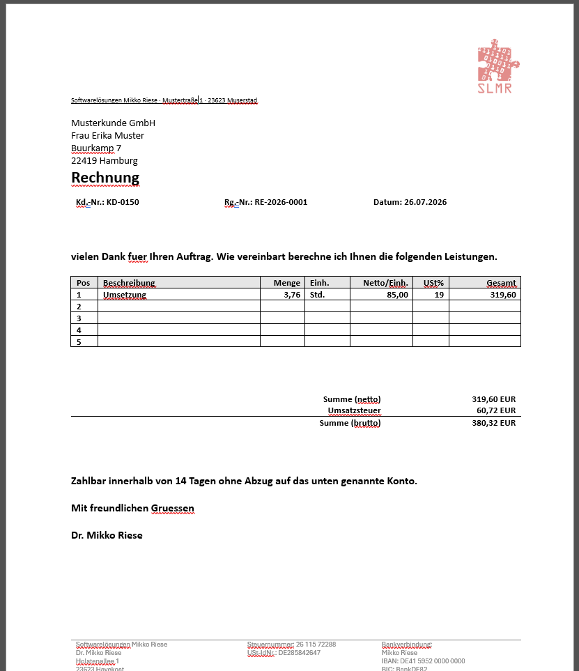E-Rechnung aus dem gewohnten Programm