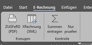 Menüband mit den Befehlen des Add-Ins